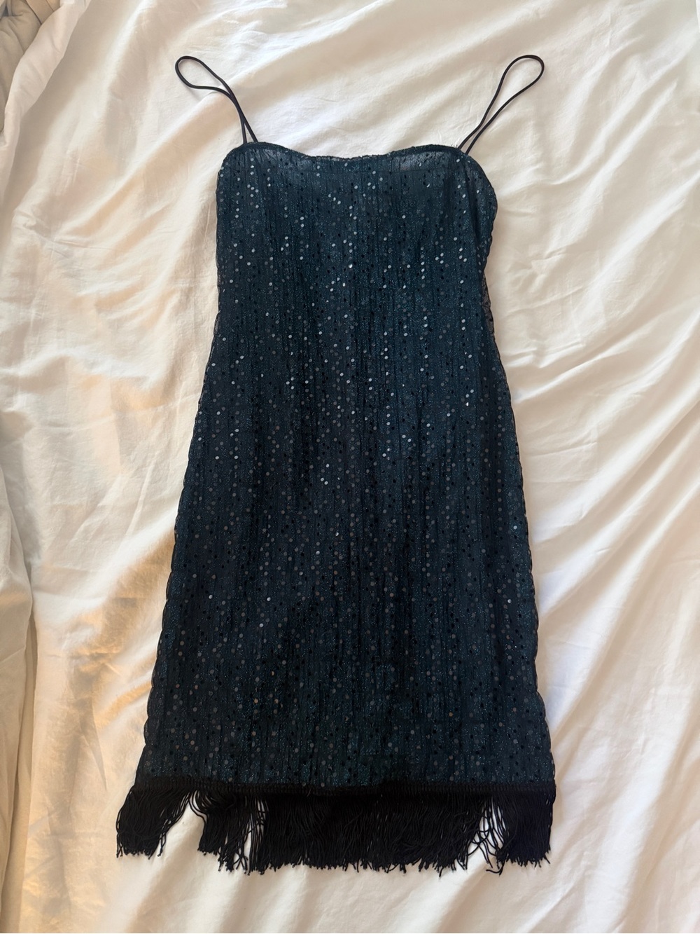 Steppin' Out Black Sequin Fringe Mini Dress